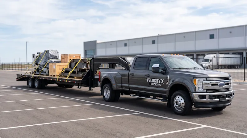 Hotshot pickup with gooseneck trailer